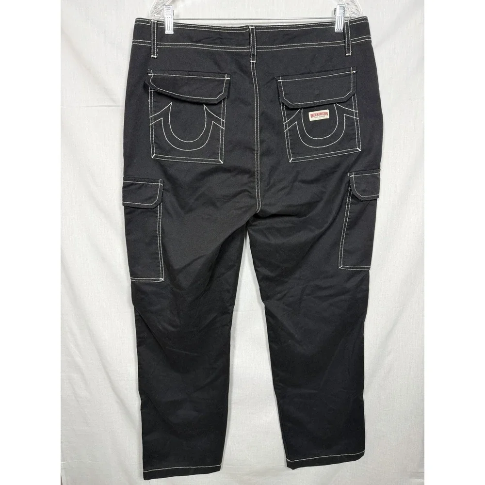 True Religion Cargo Pants Mens 34 Black Utility‎ Y2K Skate Streetwear